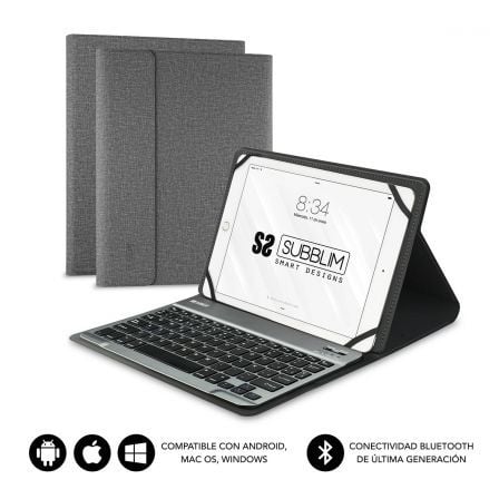 Funda con Teclado Subblim Keytab Pro Bluetooth para Tablets de 9.6″-10.8″/ Gris | TecnoSoft art sub funda20kt2 bt0002 1