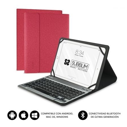 Funda con Teclado Subblim Keytab Pro Bluetooth para Tablets de 9.6″-10.8″/ Roja | TecnoSoft art sub funda20kt2 bt0003 1