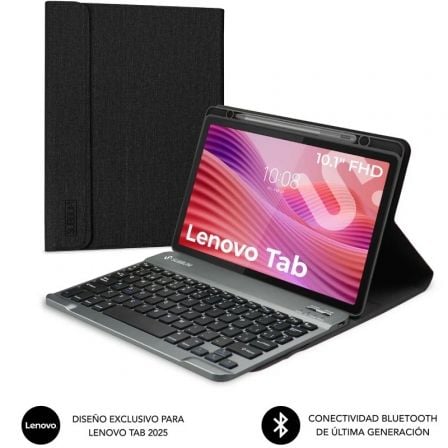 Funda con Teclado Subblim Shock Case Lenovo Tab 10.1″ 2025/ Negra | TecnoSoft art sub funda20kt3 btl320 1