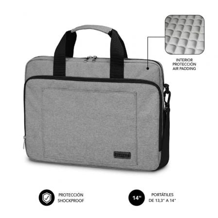 Maletín Subblim Air Padding Laptop Bag para Portátiles hasta 14″/ Cinta para Trolley/ Gris | TecnoSoft art sub mal20lb 4aplb01 1
