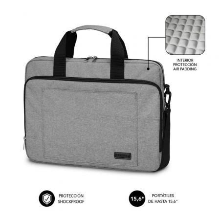 Maletín Subblim Air Padding Laptop Bag para Portátiles hasta 15.6″/ Cinta para Trolley/ Gris | TecnoSoft art sub mal20lb 4aplb10 1