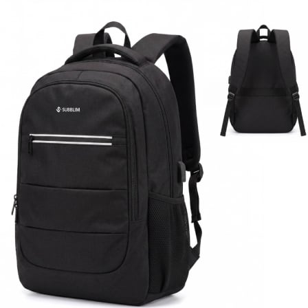 Mochila Subblim City Plus 26L Backpack para Portátiles hasta 16″/ Puerto USB/ Repelente al agua/ Reflectante/ Cinta para Trolley/ Negra | TecnoSoft art sub mochi20subbp 2cpb100 1