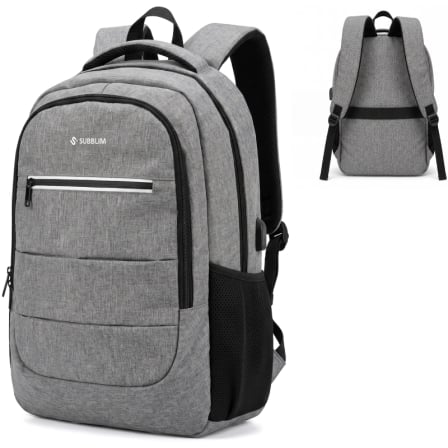 Mochila Subblim City Plus 26L Backpack para Portátiles hasta 16″/ Puerto USB/ Repelente al agua/ Reflectante/ Cinta para Trolley/ Gris | TecnoSoft art sub mochi20subbp 2cpb101 1