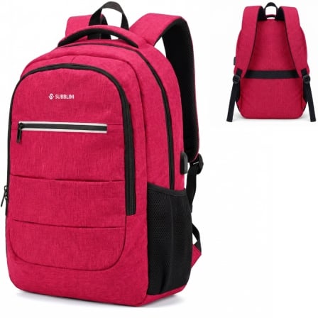Mochila Subblim City Plus 26L Backpack para Portátiles hasta 15.6″/ Puerto USB/ Repelente al agua/ Reflectante/ Cinta para Trolley/ Roja | TecnoSoft art sub mochi20subbp 2cpb103 1