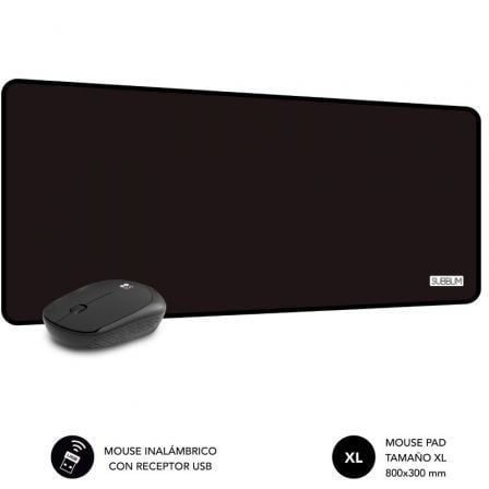 Set Ratón Inalámbrico y Alfombrilla Subblim Harmony Black/ hasta 1200 DPI | TecnoSoft art sub mou20set20harmony20bk 1