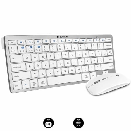 Teclado y Ratón Inalámbrico Subblim OCO015 Combo Multidispositivo Compacto PT/ Plata/ Portugués | TecnoSoft art sub tec combo mult com sv 1