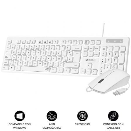 Teclado y Ratón Subblim Combo Business Slim Silencioso/ Blanco | TecnoSoft art sub tec20combo20bus20slim20wh 1