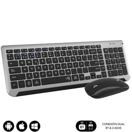 Teclado y Ratón Inalámbrico Subblim Combo Dual Prestige Extendido | TecnoSoft art sub tec20combo20d20pres20ext20bk 1