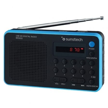 Radio Portátil Sunstech RPDS32BL/ con Batería/ Negra y Azul | TecnoSoft art sun radio20rpds32bl 1