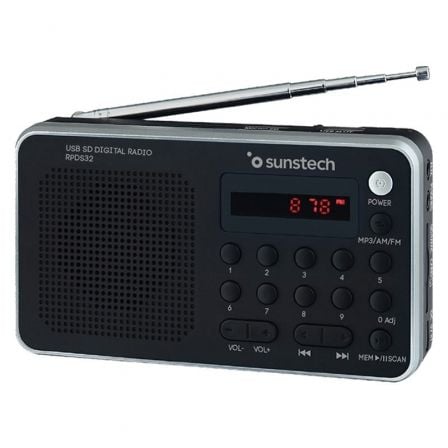 Radio Portátil Sunstech RPD32SL/ con Batería/ Negra y Plateada | TecnoSoft art sun radio20rpds32sl 1