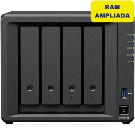 NAS Synology Diskstation DS925+/ 4 Bahías 3.5″- 2.5″/ 8GB DDR4/ Formato Torre | TecnoSoft art syn nas20ds92520plus208gb 1