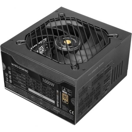Fuente de Alimentación Mars Gaming MPB1000SIM/ 1000W/ Ventilador 14cm/ ATX 3.1/ PCIe 5.1/ 80 Plus Gold | TecnoSoft art tac fuente20mpb1000sim20bk 1