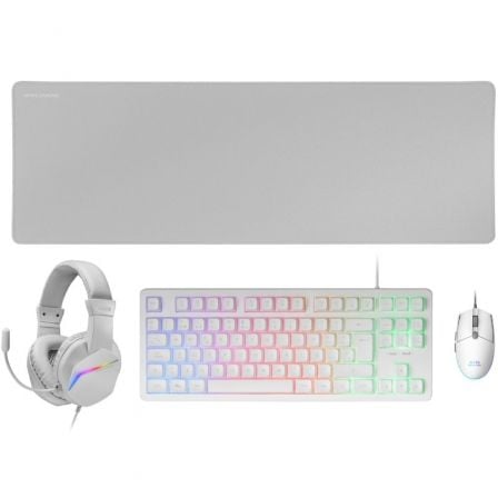 Pack Gaming Mars Gaming MCP-RGB3W/ Teclado RGB + Ratón Óptico + Alfombrilla XXL + Auriculares | TecnoSoft art tac pack20mcp rgb320wh 1