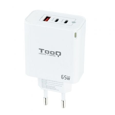 Cargador de Pared GaN TooQ TQWC-GANQC2PD65WT/ 2xUSB Tipo-C/ 1xUSB/ 65W | TecnoSoft art too carga20tqwc ganqc2pd65wt 1