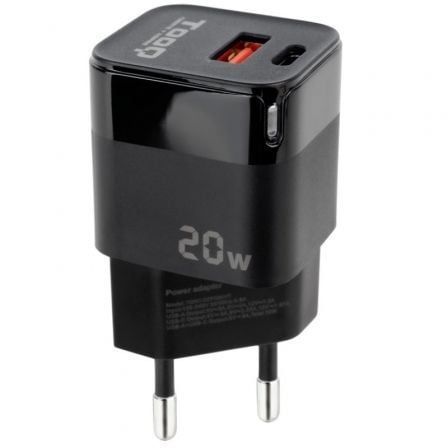 Cargador de Pared TooQ TQWC-QCPD20/ 1xUSB Tipo-C/ 1xUSB/ 20W | TecnoSoft art too carga20tqwc qcpd20 1