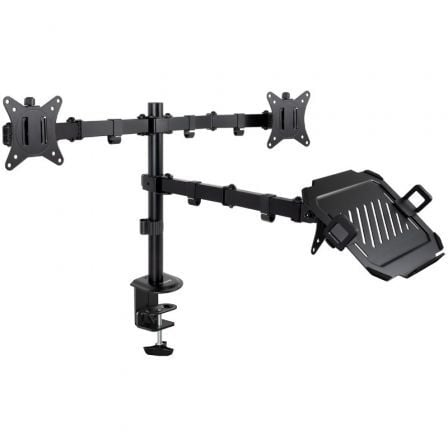 Soporte de Mesa para 2 Monitores y 1 Portátil TooQ DB1202TN-B/ Giratorio/ Inclinable/ hasta 9kg | TecnoSoft art too soporte20db1202tn b 1
