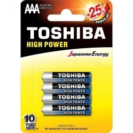 Pack de 4 Pilas AAA Toshiba High Power LR03/ 1.5V/ Alcalinas | TecnoSoft art tos pila20r03at20bl4 1