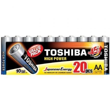 Pack de 20 Pilas AA Toshiba High Power LR6/ 1.5V/ Alcalinas | TecnoSoft art tos pila20r6atpack20 1