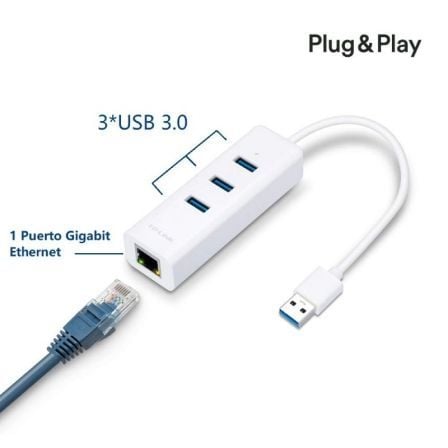 Hub USB 3.0 TP-Link UE330/ 3xUSB/ 1xRJ45/ Blanco | TecnoSoft art tpl hub20ue330 1