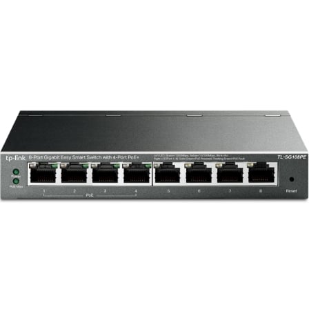 Switch TP-Link TL-SG108PE 8 Puertos/ RJ-45 10/100/1000/ PoE | TecnoSoft art tpl switch20tl sg108pe 1