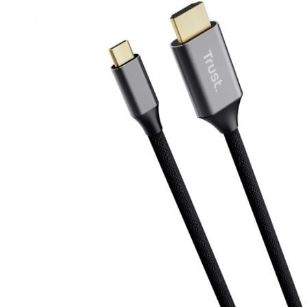 Cable Conversor HDMI 4K Trust CALYX/ USB Tipo-C Macho – HDMI Macho/ 2m/ Gris | TecnoSoft art tru cab20calyx 1