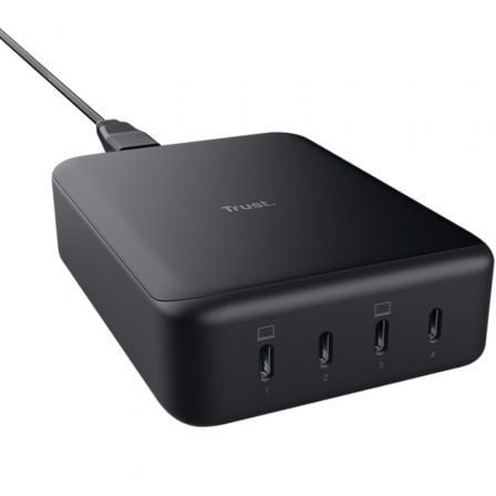 Cargador de Pared GaN Trust Maxo/ 4xUSB Tipo-C/ 240W/ Automático/ Voltaje 5-20V | TecnoSoft art tru carga20maxo20240w20420usb20c 1