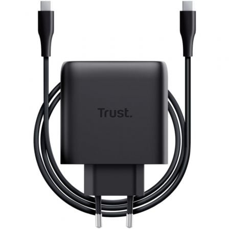 Cargador de Pared GaN Trust Maxo 65W/ 1xUSB Tipo-C/ Incluye Cable USB Tipo-C/ 65W | TecnoSoft art tru carga20maxo2065w20bk20c 1