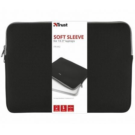 Funda Trust Primo Soft Sleeve para Portátiles hasta 13.3″/ Negra | TecnoSoft art tru funda2021251 1