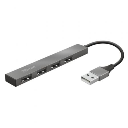 Hub USB 2.0 Trust Halyx/ 4xUSB/ Gris | TecnoSoft art tru hub20usb20halyx 1