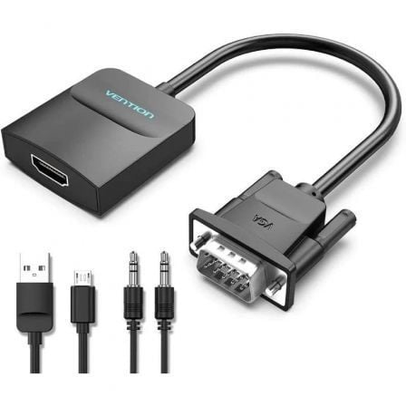 Cable Conversor Vention ACNBD/ VGA Macho – HDMI Hembra/ 50cm/ Negro | TecnoSoft art ven adp conv acnbd 1