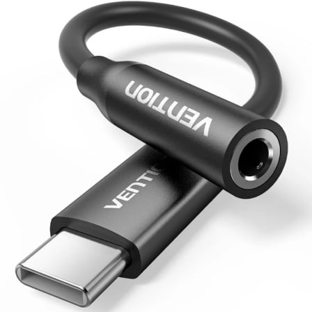 Adaptador Audio Vention BIIBA/ Jack 3.5 Hembra – USB Tipo-C Macho/ 10cm/ Negro | TecnoSoft art ven adp20biiba 1
