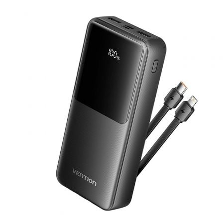 Powerbank 20000mAh Vention FHPB0/ 22.5W/ Negra/ Incluye Cable USB Tipo-C y Lightning | TecnoSoft art ven bat20fhpb0 1