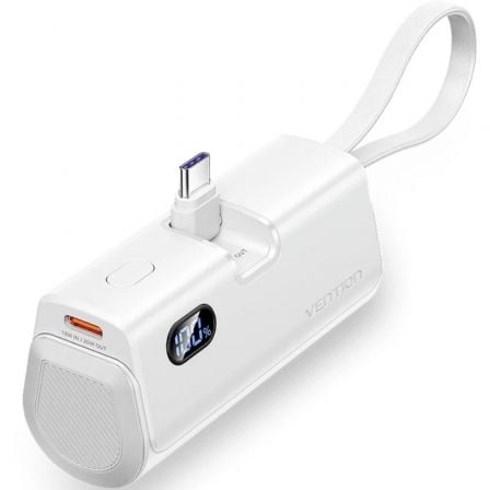 Powerbank 4800mAh Vention FHQW0/ 22.5W/ Blanca/ Incluye Cable USB Tipo-C y Lightning | TecnoSoft art ven bat20fhqw0 1