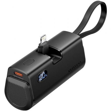 Powerbank 4800mAh Vention FHRB0/ 22.5W/ Negra/ Incluye Cable USB Tipo-C y Lightning | TecnoSoft art ven bat20fhrb0 1