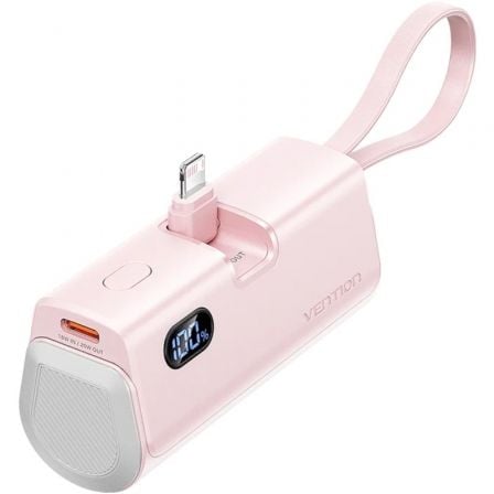 Powerbank 4800mAh Vention FHRP0/ 22.5W/ Rosa/ Incluye Cable USB Tipo-C y Lightning | TecnoSoft art ven bat20fhrp0 1