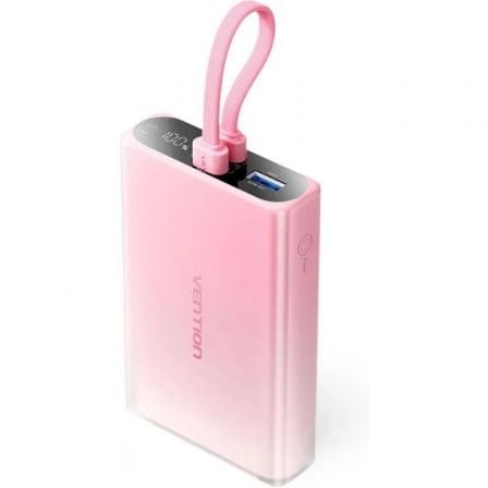 Powerbank 10000mAh Vention FHZP0/ 22.5W/ Rosa/ Incluye Cable USB Tipo-C y Lightning | TecnoSoft art ven bat20fhzp0 1
