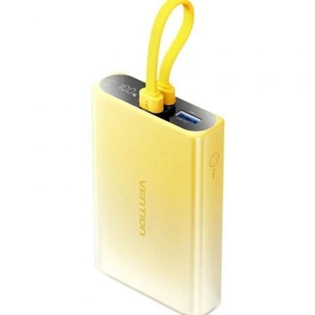 Powerbank 10000mAh Vention FHZY0/ 22.5W/ Amarillo/ Incluye Cable USB Tipo-C y Lightning | TecnoSoft art ven bat20fhzy0 1