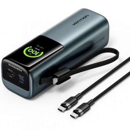 Powerbank 20000mAh Vention FKFH0/ 165W/ Gris/ Incluye Cable USB Tipo-C | TecnoSoft art ven bat20fkfh0 1