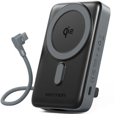 Powerbank 10000mAh Vention FKHH0/ 35W/ Wireless/ Gris/ Incluye Cable USB Tipo-C | TecnoSoft art ven bat20fkhh0 1