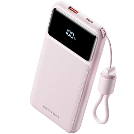 Powerbank 10000mAh Vention XGYP0-39-TY/ 22.5W/ Rosa/ Incluye Cable USB Tipo-C | TecnoSoft art ven bat20xgyp0 39 ty 1