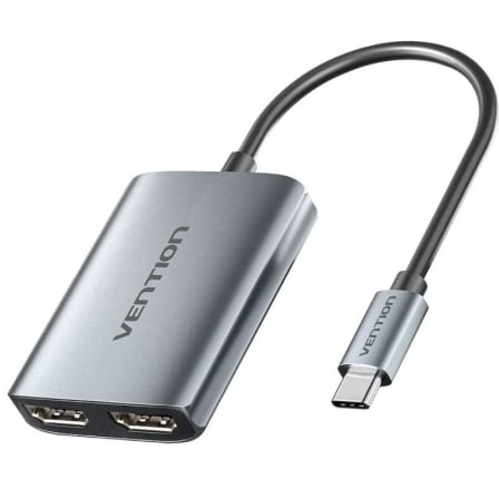 Cable Conversor Vention ACZHB/ USB Tipo-C Macho – 2x HDMI Hembra/ Gris | TecnoSoft art ven cab aczhb 1