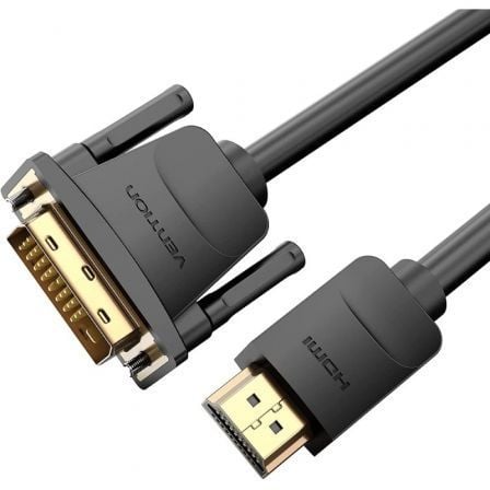 Cable Conversor Vention ABFBJ/ DVI-D Macho – HDMI Macho/ 5m/ Negro | TecnoSoft art ven cab20abfbj 1