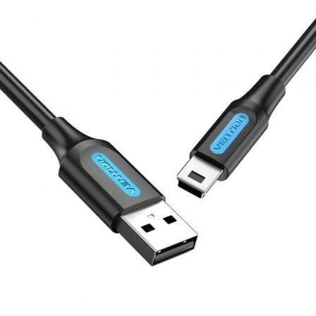 Cable USB 2.0 Vention COMBI/ USB Macho – MiniUSB Macho/ Hasta 10W/ 480Mbps/ 3m/ Negro | TecnoSoft art ven cab20combi 1