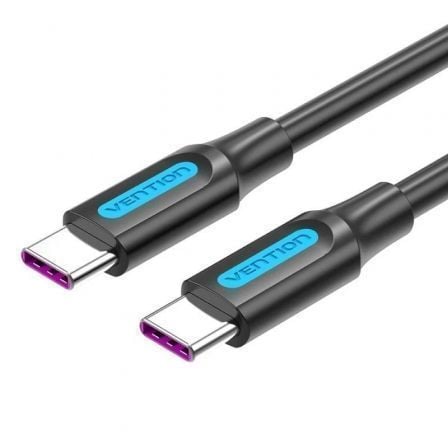 Cable USB 2.0 Tipo-C Vention COTBD/ USB Tipo-C Macho – USB Tipo-C Macho/ Hasta 100W/ 480Mbps/ 50cm/ Negro | TecnoSoft art ven cab20cotbd 1