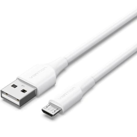 Cable USB 2.0 Vention CTIWF/ USB Macho – MicroUSB Macho/ Hasta 60W/ 480Mbps/ 1m/ Blanco | TecnoSoft art ven cab20ctiwf 1