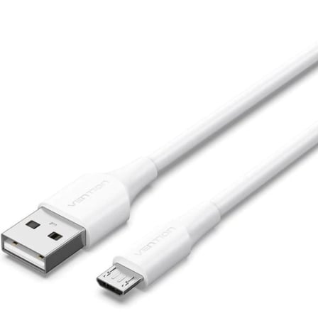 Cable USB 2.0 Vention CTIWH/ USB Macho – MicroUSB Macho/ 480Mbps/ 2m/ Blanco | TecnoSoft art ven cab20ctiwh 1