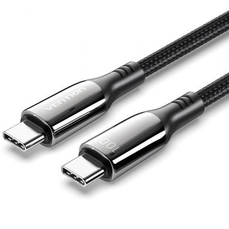 Cable USB 2.0 Tipo-C 5A 100W Vention CTKBH/ USB Tipo-C Macho – USB Tipo-C Macho/ Hasta 100W/ 480Mbps/ 2m/ Negro | TecnoSoft art ven cab20ctkbh 1