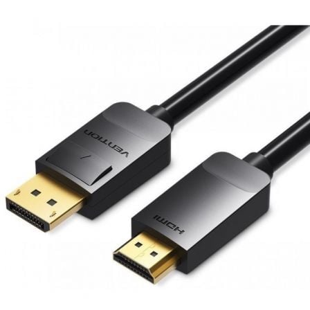 Cable Conversor Vention HADBI/ DisplayPort Macho – HDMI Macho/ 3m/ Negro | TecnoSoft art ven cab20hadbi 1