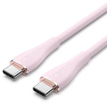 Cable USB 2.0 Tipo-C Vention TAWPF/ USB Tipo-C Macho – USB Tipo-C Macho/ Hasta 100W/ 480Mbps/ 1m/ Rosa | TecnoSoft art ven cab20tawpf 1