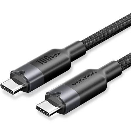Cable USB 3.2 Tipo-C 5A Vention TRGBD/ USB Tipo-C Macho – USB Tipo-C Macho/ Hasta 100W/ 10Gbps/ 50cm/ Negro | TecnoSoft art ven cab20trgbd 1
